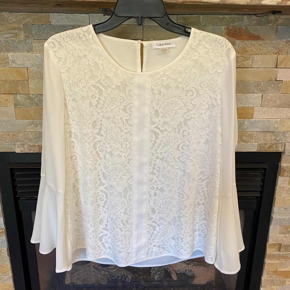 Calvin Klein Decorative Lace Front Blouse - NWOT